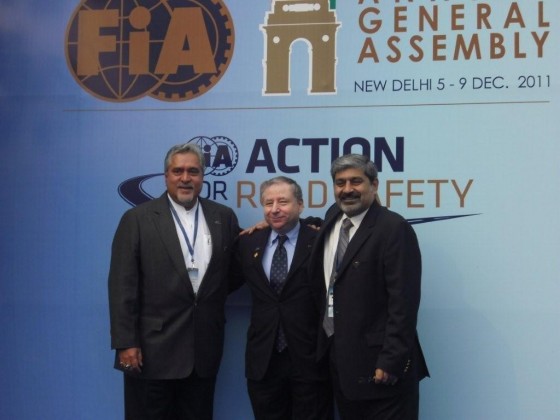 Vicky Chandhok pic & V Mallya, FIA Pres Jean Todt 9Dec2011 at Delhi