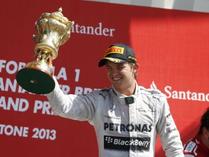 Rosberg with Silverstone trophy. FIA pic
