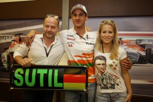 Adrian Sutil poses before his 100th race at Budapest on Sunday. A Sahara Force India photo