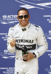 Lewis Hamilton of Mercedes AMG Petronas after taking the German GP pole on Saturday. A Mercedes photo