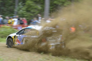Sébastien Ogier/Julien Ingrassia (F/F), in a Volkswagen Polo R WRC after Day 1 of Rally Finland in second place. A VW photo