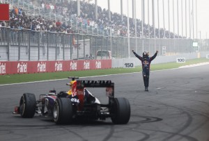 Sebastian Vettel: Making donuts and celebrating his championship! Photo courtesy Infiniti 