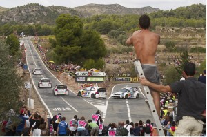 A WRC fan finds a vantage point on Day 2 of Rally Spain. Photo by Volkswagen Motorsport