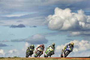 Riders fighting for the third place at MotoGP in Aragon on 29 Sept 2013. An Yamaha Factory Racing photo