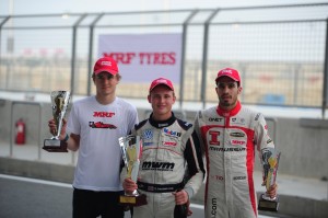 From left: Arthur Pic, Svendsen Cook and Tio Ellinas at Bahrain on Friday. An Adrenna photo