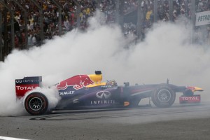 Now familiar Vettel's donuts to end the season at Brazil. A Pirelli photo