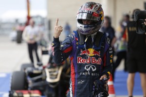 Sebastian Vettel of Red Bull Racing team after winning the US GP in Austin on Sunday. An FIA photo