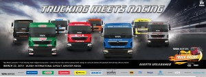 A Tata Motors graphic of Truck Racing at Buddh International Circuit. A photo by Tata Motors