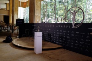File photo of the stage in KL where Laureus nominations for 2014 were announced in Feb. A Laureus photo