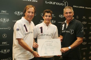 Marc Marquez inducted as Laureus Ambassador by Mick Doohan. A Laureus Foundation image