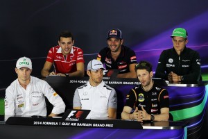 Nico Hulkenberg (bottom row left) at the FIA Press Conference on Thursday. A Sahara Force India photo
