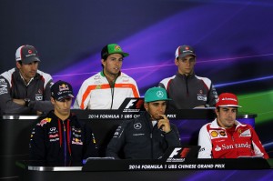 Drivers at the Thursday FIA press conference in China. A Sahara Force India image