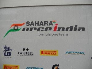 Force India backdrop at the Malaysian GP. An India in F1.Image