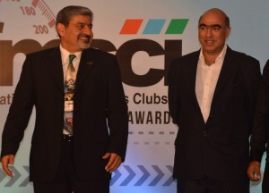Vicky Chandhok with Akbar Ebrahim (right) at the FMSCI awards function 2014. An FMSCI image