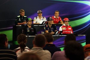 Perez at FIA press meet Thurs Austrian GP 19June2014 SFI pic