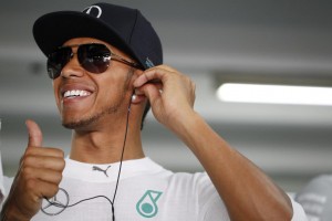 Hamilton after setting the pace in FP2 on Friday. A Mercedes AMG Petronas image 