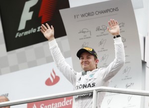 Nico Rosberg celebrates after winning the German GP on Sunday. A Mercedes AMG Petronas image.