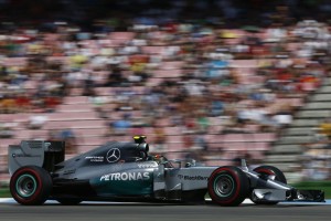 Rosberg on way to his first victory at the German GP on Sunday 20 July 2014. A Mercedes AMG Petronas image