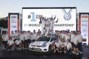 Volkswagen team poses after clinching the Constructors' Championship title in Australia on Sunday. A VW image