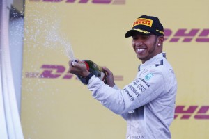Hamilton celebrates: first winner in Russia. A Mercedes AMG Petronas image