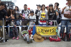 Fans at Japan on Friday. A Mercedes AMG Petronas image