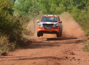 Gaurav Gill-Musa Sherif in action in the Beta stage on the opening day of the Mahindra Adventure presents IMG 40th K-1000 Rally near Tumakuru on Saturday.  Photo by Vivek Phadnis 