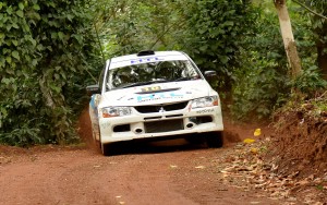 Vikram Mathias in action before winning the Coffee Day rally along with navigator Mohan at Chikmagalur on Sunday. Photo by Vivek Phadnis
