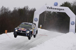 Mikkelsen and Floene lead after Day 1 of Sweden Rally. A Volkswagen Motorsport image