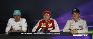 FIA press conference of the top three finishers after the Petronas Malaysian GP on Sunday. An FIA image