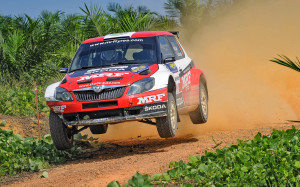 Gaurav Gill during Friday's shakedown in Johor Bahru, Malaysia, ahead of the Round 4 of FIA Asia Pacific Rally Championship. Image Anand Philar