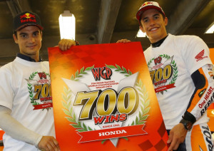 Honda takes 700th MotoGP win as Marquez edged out Yamaha duo to victory at Indaianapolis on Sunday. A Repsol Honda image