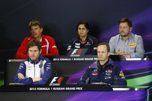 Monisha flays unfair rules at Friday press conference. An FIA image