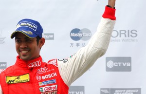 Aditya Patel wins the Audi R8 LMS cup in Shangai on Sunday. An Audi team image