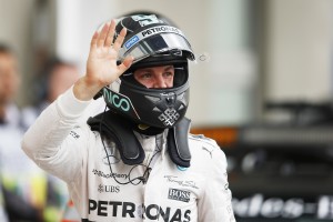 Nico Rosberg of Mercedes AMG Petronas team waves after taking pole at the Mexican GP on Saturday. An FIA image