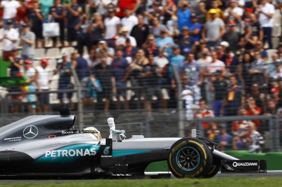 Hamilton on way to victory in the German GP. An FIA image