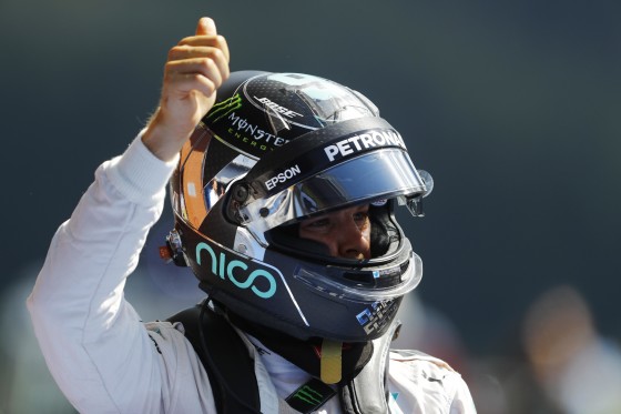 Rosberg after taking pole at Spa on Saturday. An FIA image