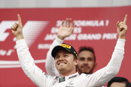 Rosberg after winning the Suzuka GP on Sunday. An FIA image