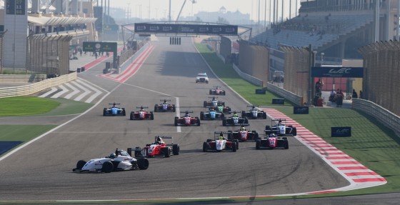 Newey leading the pack in Race 1. An MRF image