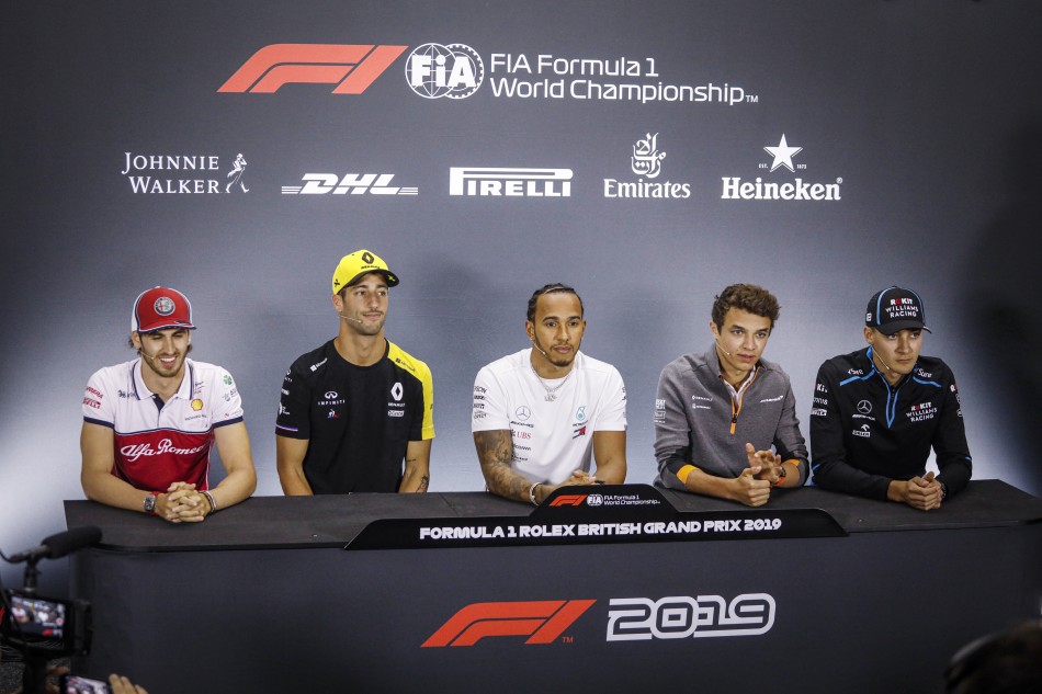Photo of Friendly banter at FIA Thursday press conference at Silverstone