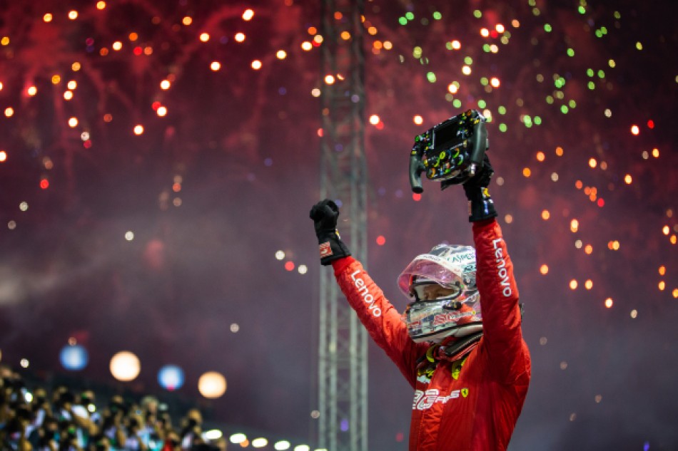 Photo of Sebastian Vettel wins Singapore GP as Ferrari scores 1-2; Max Verstappen takes third