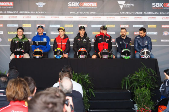 WorldSBK riders attend the launch Press Conference on Thursday. A WorldSBK image