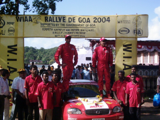 1600cc and Overall winners, Naren Kumar, left, and Ram Kumar at the podium ceremony in Goa on Sunday. Photo courtesy Team-BHP.com