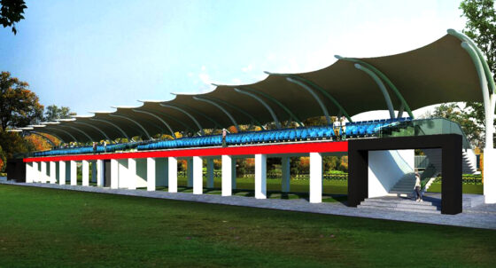 A model of the Grandstand that is being built at MMRT circuit. An MMSC image