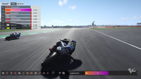 Lorenzo fights off Rabat to win the virtual GP. A MotoGP image.