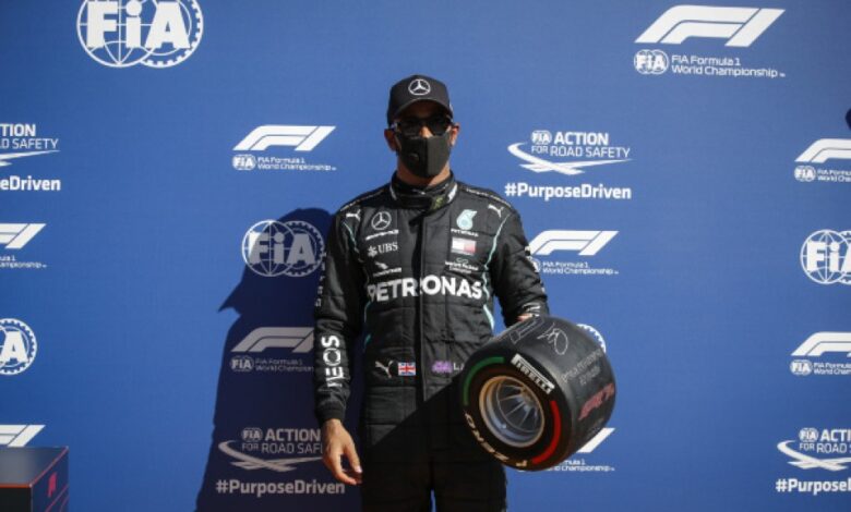Photo of Lewis Hamilton takes pole ahead of Bottas and Sainz