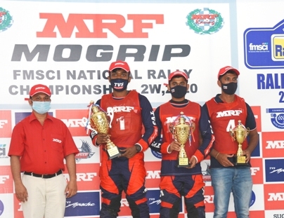 Photo of Samuel Jacob overall winner in 2w MRF Mogrip INRC: Rally of Coimbatore