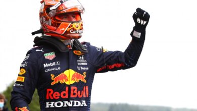 Photo of Max Verstappen on pole; Hami p3 at Spa
