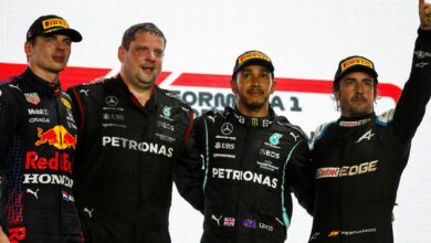 Photo of Alonso, takes podium after 7 years; Hami takes win
